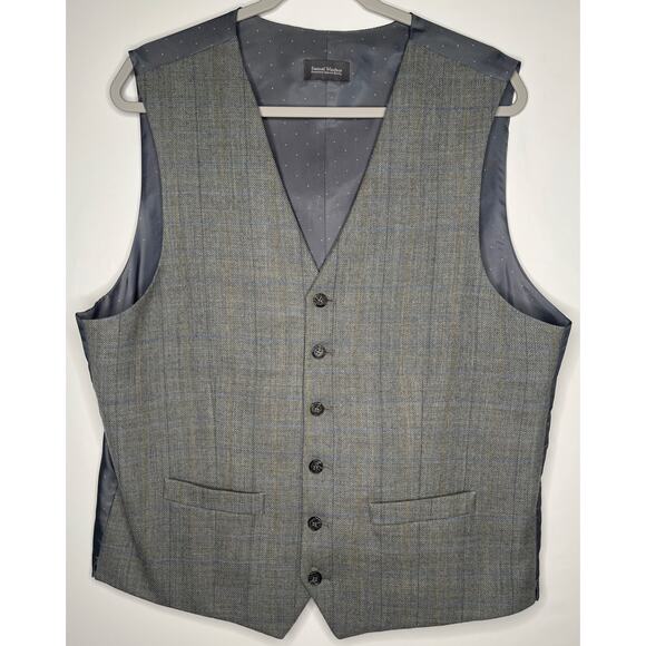 Samuel Windsor men’s waistcoat jacket grey windowpane wool lined polyester 40Reg - Picture 7 of 8